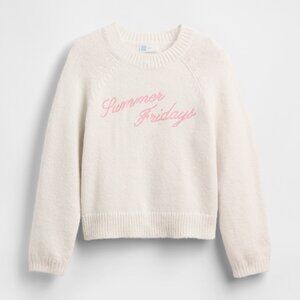 NEW Gap × Summer Fridays Oversized Logo Sweater in Ivory/Pink